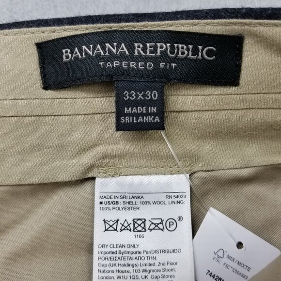 Banana Republic Pants Mens Gray Tapered Soft Virgin Wool Vitale Flannel 120's - Picture 10 of 11